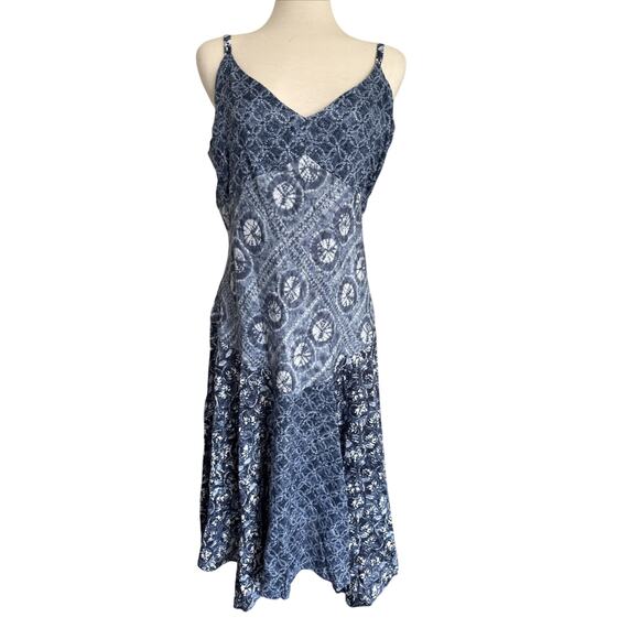 Ralph Lauren Women’s Blue Linen Patchwork Sleeveless Midi Dress Size 18 NWT $265 - Picture 1 of 7